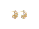 Teardrop Earrings, CZ Set hoops Shell Pearl embellishments on outside ring, Gold earrings, Pearl Earings, Gifts, Bridal jewelry, ERG384