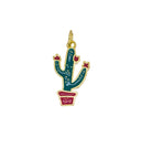 Cactus Desert Tree Charm In Planter,Cactus Tree Charm With Green And Red Enamel,Cactus Desert Tree Charm,Succulent Plant Lover Gift,CPG2483