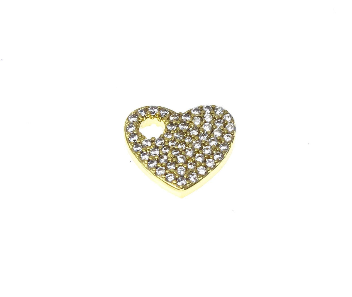 18k Gold cz full pave Heart Pendant or Circle Pendant, Sparkly Polished Heart Pendant, Geometric, Heart Shape Pendant, CPG2312-13