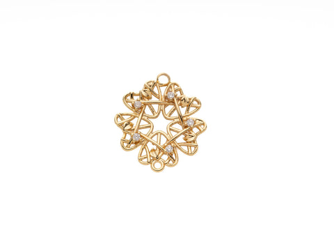 Gold orSilver Ring of Hearts Connector Charm, CZ set Circle of hearts, Flower of hearts connector, CNG108, CNS108