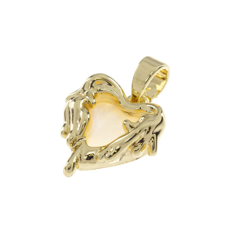 Melting Heart Pendant,Dripping Heart Charm,Gold Crying Heart Charm,Mother Of Pearl Heart Charm With Gold,1 pc,5 pcs Or 10pcs,WHOLESALECPG471