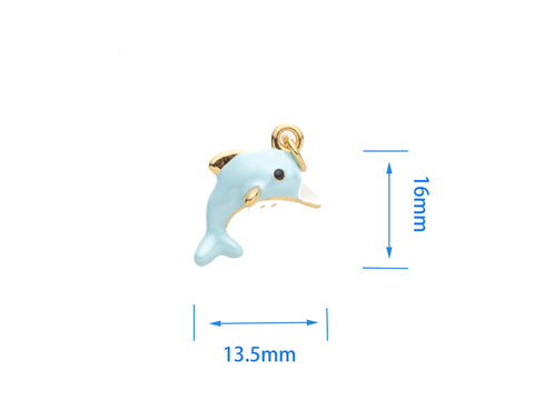 Dolphin Gold Charm ,Jumping Dolphin Charm,Sealife Nautical Colorful Dolphin Charm For Necklace,Dolphin Charm For Bracelet Or Earrings,CPG581