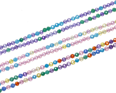 4mm  Faceted Round AAA Zircon Beads,Zircon Faceted Round Beads,3 Different Combinations Of Colorful Sparkly Round Beads.RE10-11-12