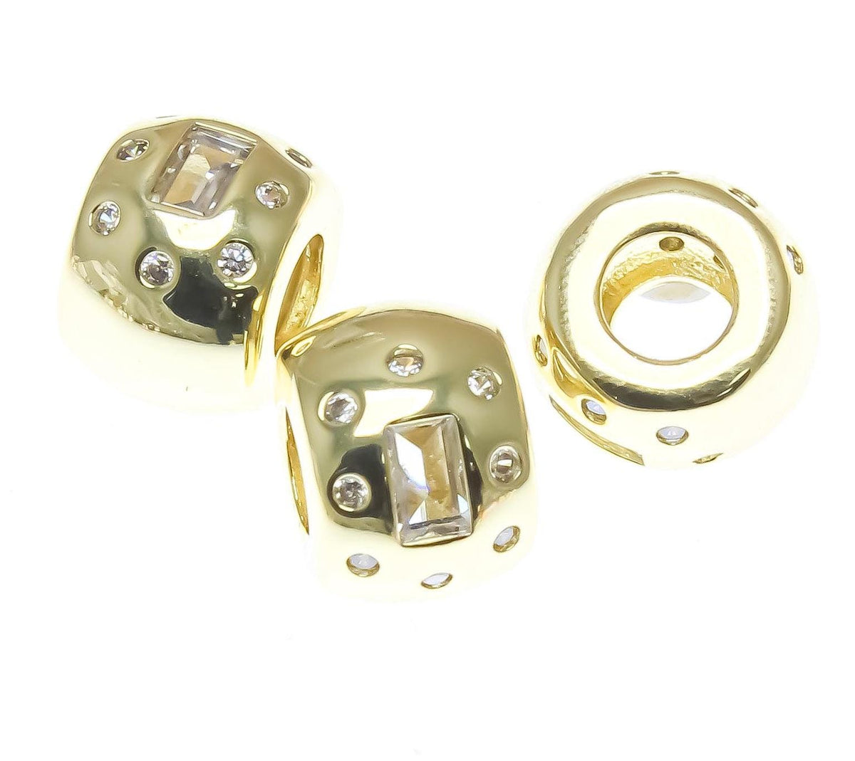 18K Gold spacer Bead With CZ, Minimalist Jewelry, Spacer Bead For Bracelet Or Necklace, CZ Spacer, SPG102