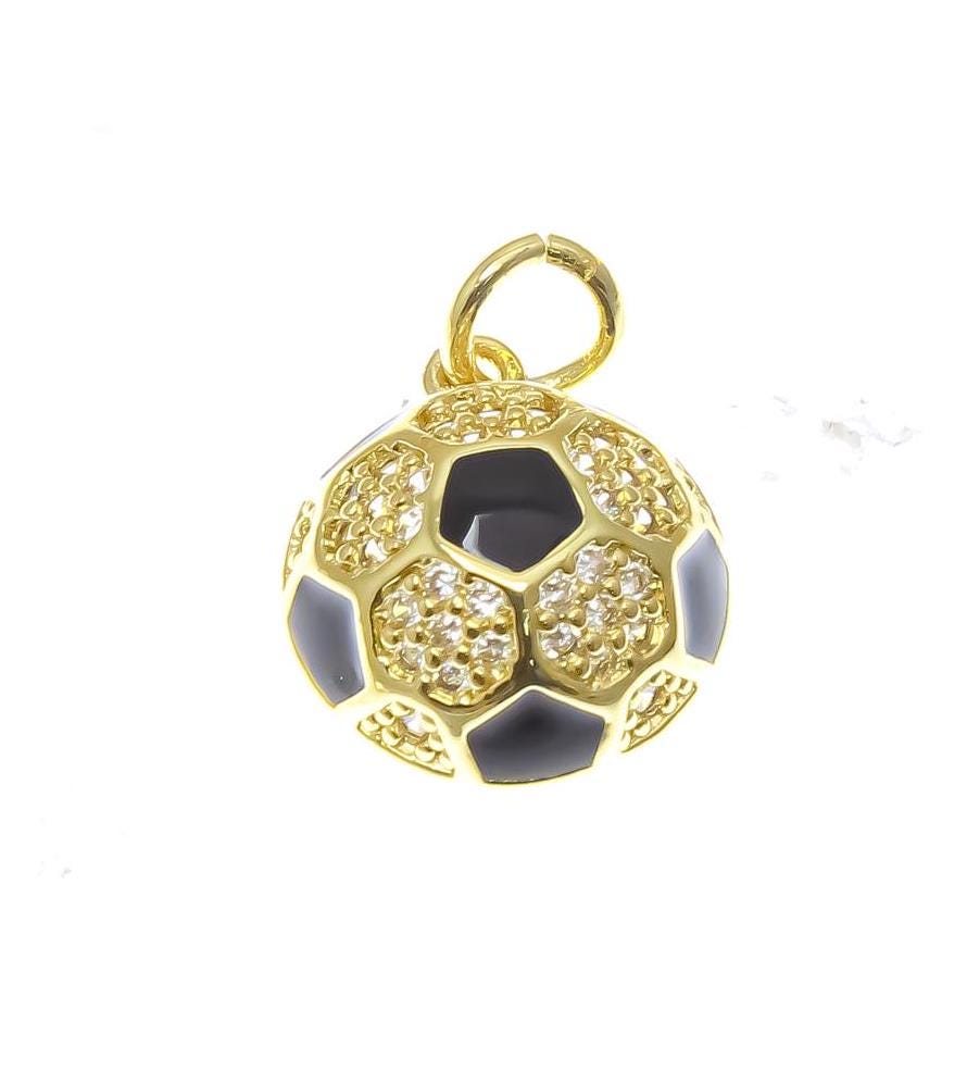 18k Gold Cz Soccer Charm, Sports Charms, Gift For Soccer Players, Super Sparkly Soccer Ball, Soccerball, CPG2256