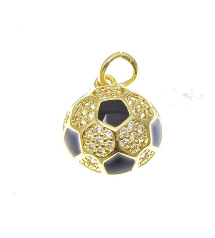 18k Gold Cz Soccer Charm, Sports Charms, Gift For Soccer Players, Super Sparkly Soccer Ball, Soccerball, CPG2256