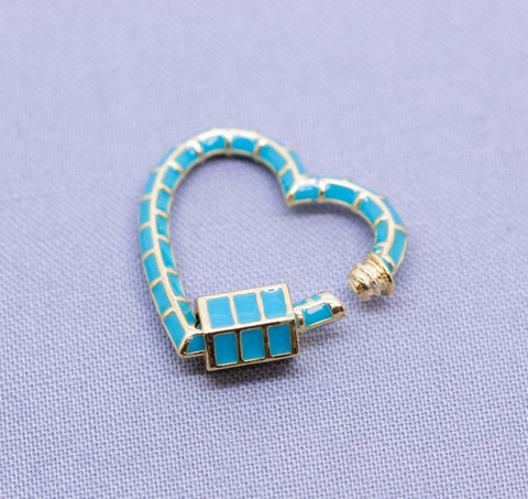 Turquoise enamel Carabiner Lock, 1pcs or 10 pcs, WHOLESALE