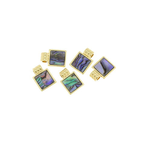 Abalone Gold Square Charm,Square Charm With Abalone,Dainty Geometric Charm, 1 pc,5 pcs Or 10pcs, WHOLESALE,CPG301