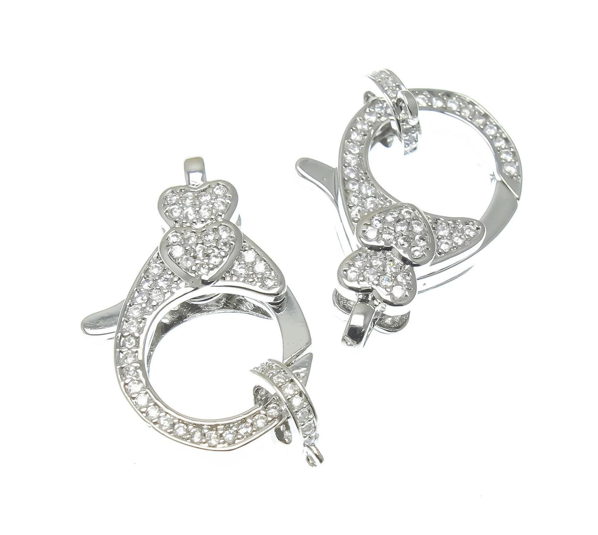 Silver Heart Clasp,Large Pave CZ Silver Clasp, Heart Design Clasp For Jewelry making, Clasp For Chain Jewelry, CLS363