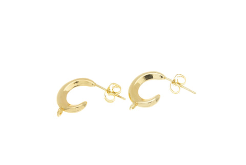 Moon Stud Gold Earring,925 Sterling Earring Post Earring, Dainty Puff Moon Stud Earring.ERG010