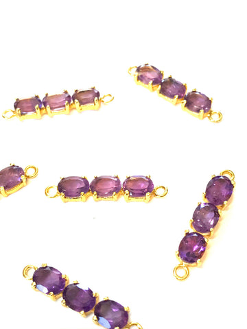Natural faceted amethyst oval link