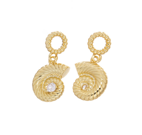 Ammonite Charm With CZ,Ammonite Sealife Charm,CZ Ammonite Shell Charm For Necklace Or Earrings Making,Dainty Nautical Charm,CPG2481