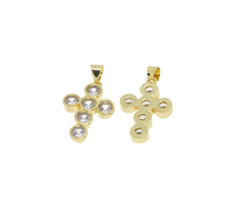 Small Cross Charm With CZ,Pave Gold Cross Pendant,Religious Gold Jewelry,CZ Gold Cross Charm,CPG688