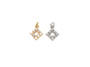 Pearl Gold Or Silver Square Charm, Pave CZ  Square Pendant,Dainty Pearl Jewelry, Sqaure For Charm Bracelet or Necklace ,CPG1174, CPS1174