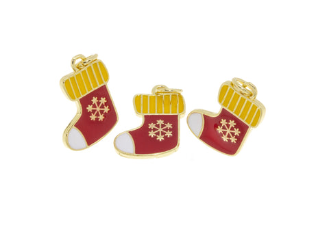 Christmas stocking Socks Charm,Enamel Stocking Charm For Christmas,Santa Stocking Charm,Santa Clause Stocking Charm,CPG709