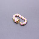 Baby Pink/Gold Enamel 13x19mm Small Candy Cane Carabiner lock, Screw Clasp, Screw on Clasp,  CLG087