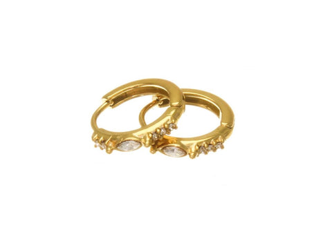 Stainless Steel Gold Evil Eyes huggie hoops, CZ Detail Small huggie hoops, Earring Hoops, Huggies, Earrings, SSERG04