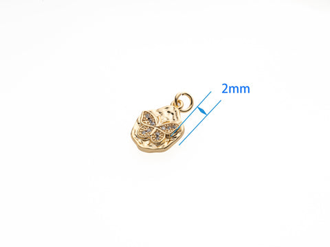 Butterfly Charm Pave With CZ,Gold or Silver Micro Pave CZ Charm,14K Gold Plated Dainty Micro Pave CZ Charm,CPG179, CPS179