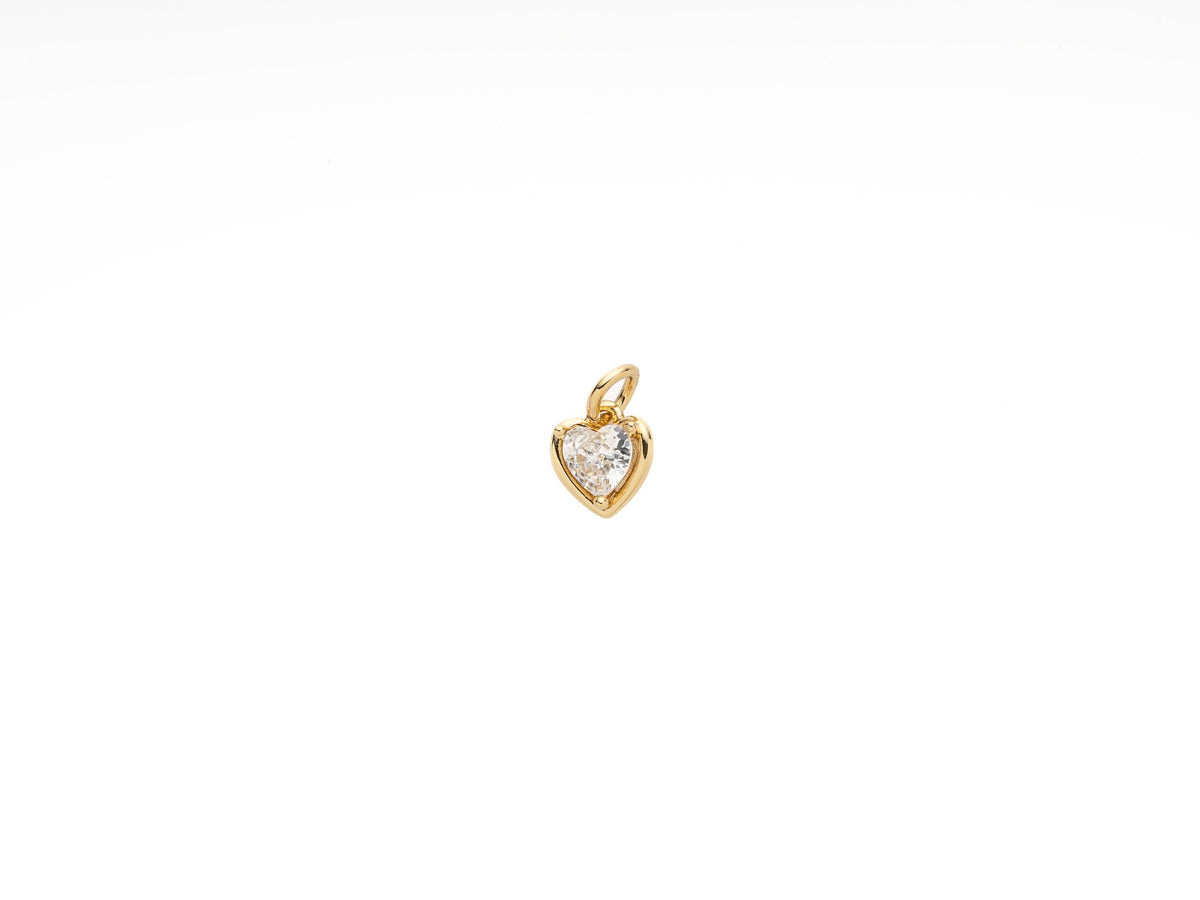 Gold Small Dainty CZ Heart Charm, cz heart trinket, Minimalist Heart, CZ Heart jewelry, little cz heart charm, 6mm, CPG1025