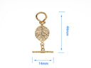 Gold leaf toggle clasp, textured toggle. gold leaf connector, leaf O bar clasp, CPG2110