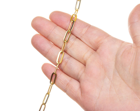 14K Gold Paperclip Chain,Paperclip Chain For Jewelry Making,Paperclip Chain For Necklace Bracelet And Anklet,CHG0096