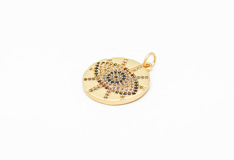 Matte Gold,Silver Evil Eye Rainbow cz Pendant,CP140