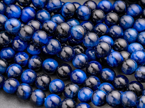 Denim Blue Tiger eye Round Beads, 6mm, 8mm, 10mm, full strand, Protection, Courage and Strength 6R014, 8R19, 10R12