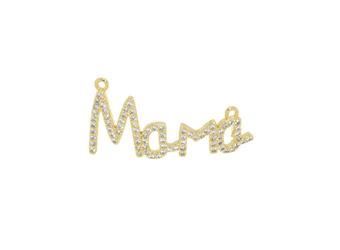 Mama Monogram Necklace Charm,Mama Word Monogram Connector Charm For Necklace,Mother’s Day Gift,Mama Pave CZ Monogram,CNG049