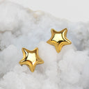 Gold Stainless Puffy Star Stud Earrings, ERG557