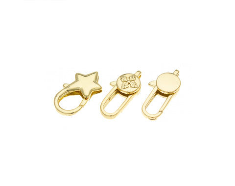 Gold Lobster Enhancer Clasp,Lobster Claw Clasp,Gold Floral Clasp,Dainty Star Clasp,Round Disc Clasp.