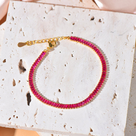 Tennis Bracelet Gold,Baguette Tennis Bracelet,Diamond Dainty Bracelets, Adjustable Tennis Bracelets .