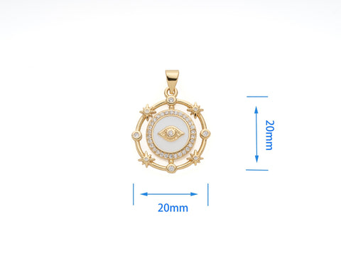 CZ Gold Evil Eye Pendant, Celestial Evil Eye Medallion, All Seeing Eye Pendant Good Luck, CPG1573