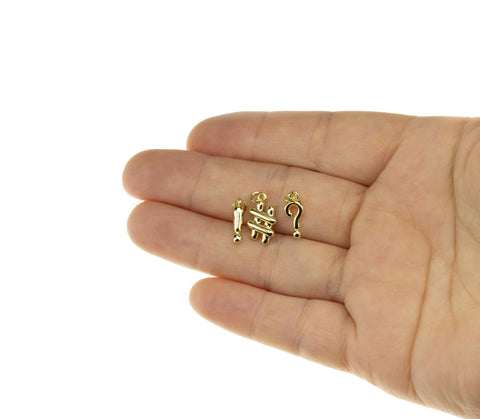 exclamation Mark Charm,Hashtag Symbol Charm,Question Mark Charm,Small Hashtag Gold Sign,Dainty Symbol Signs,CPG1162,CPG1163-CPG1164
