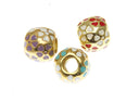18k Gold Delicate Flower Spacer, Blue, Purple, or Red Bead Spacer Bead, Thick Band Spacer For Jewelry, SPG107