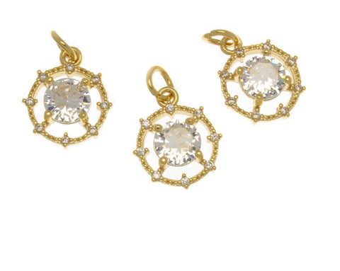 Gold Starburst Pave CZ Charm,CZ Gold Starburst Pendant, Super Sparkly Dainty Pendant, Classy and Stylish,  For Necklace, CPG2496