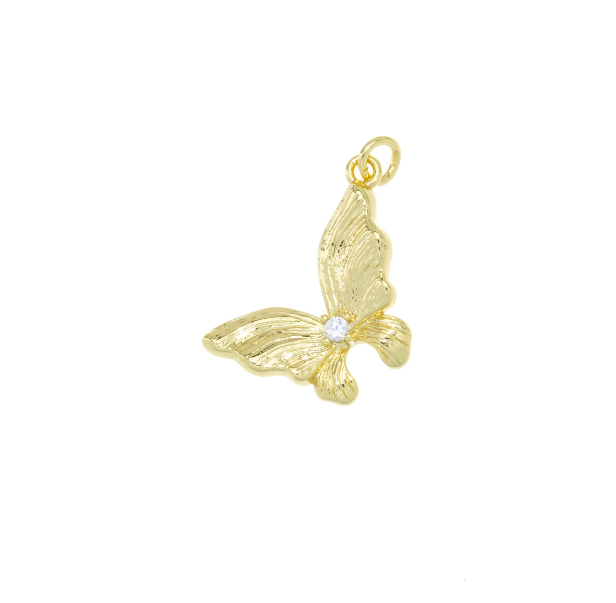 Gold Butterfly Charm With CZ,Pave Gold Butterfly Charm For Necklace,Dainty Butterfly Gold Charm,CPG1042