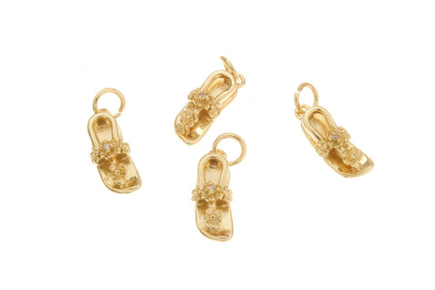 18k Gold Sandal, Gold Sandals, Golden Slippers Charm, Shoe lover Charm, Gifts for Her, CPG2462
