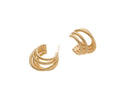 Gold Five Band Hoop Stud Earrings, Gold plated Brass, Round Circle Earrings, ERG347