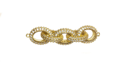 52mm Oval 5 Link CZ Connector Links For Jewelry Making,Pave Chain 5 Link Connector,Jewelry Making CZ Link Gold Connector,CNG149