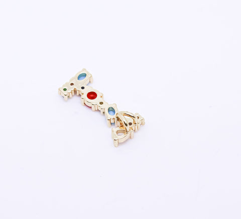 Rainbow color cz letter G-L Pendant, Rainbow Initial Pendant, 1 pc, 5 pcs, or 1 set, WHOLESALE