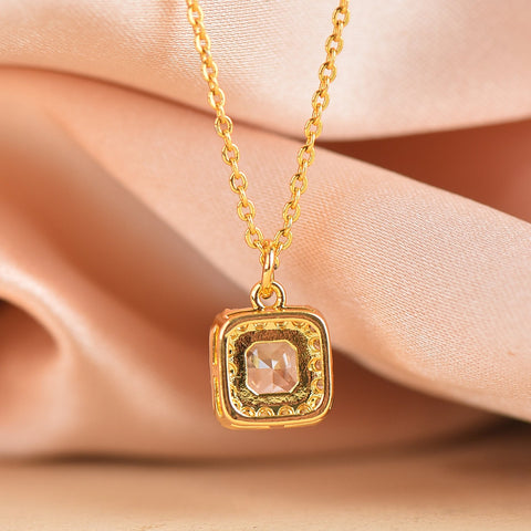 Gold princess Charm,Dainty Charm With princess cut CZ In The Center And Round CZ All Around,CPG355