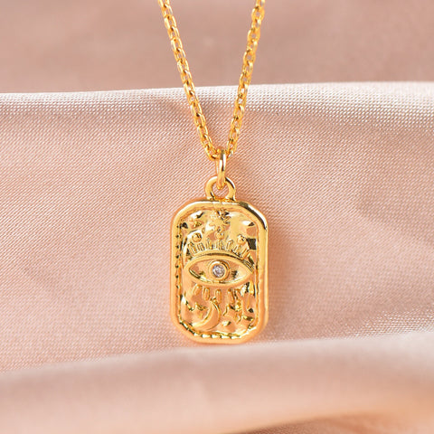 Evil Eye CZ Charm,Dainty Gold Charm,Bezel Set CZ Turkish Jewelry, Moon And Star Charm, Gold Evil eye Charm,CPG115