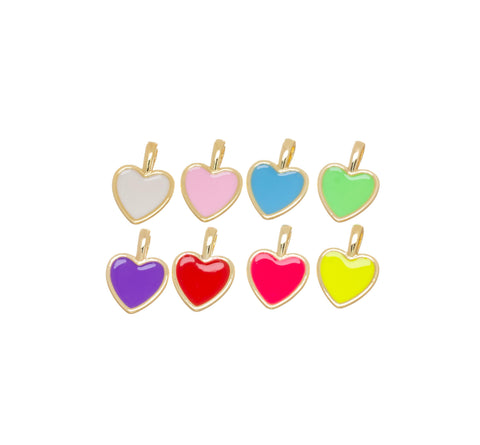 Dainty Gold Heart Charm,Shiny Small Enamel Heart Charm For Jewelry Making,Valentine's Day Heart Charm For A Friend,Gift For Mom,CPG818
