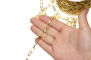 Gold Paperclip Chain,Oval Shiny Paperclip Chain,Paperclip Chain For Jewelry Making,Chain For Necklace And Bracelet,CHG060
