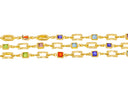 18K Gold Multi Color CZ Bezel Chain,Alternating Bezel Chain With CZ,Rainbow CZ Chain For Jewelry Making,Multi Color Stone Link Chain,CHG118