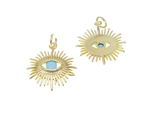 18k Gold Evil Eye Amulet Pendant,Evil Eye Charm,Evil Eye Charm, Turkish Nazar Evil Eye Gold Charm,3rd Eye Protection Charm,CPG2337