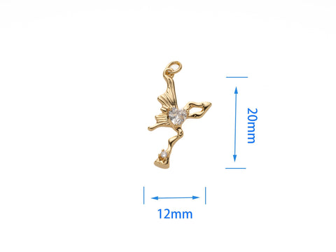 CZ Gold Abstract Butterfly, Dainty Gold Butterfly Charm, CZ Butterfly Pendant, CPG773