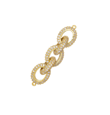 52mm Oval 5 Link CZ Connector Links For Jewelry Making,Pave Chain 5 Link Connector,Jewelry Making CZ Link Gold Connector,CNG149