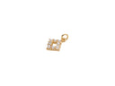 Pearl Gold Or Silver Square Charm, Pave CZ  Square Pendant,Dainty Pearl Jewelry, Sqaure For Charm Bracelet or Necklace ,CPG1174, CPS1174