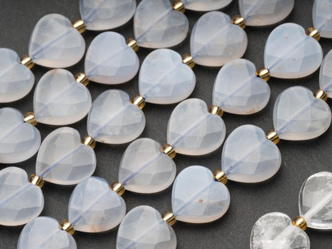 Natural Quartz Heart and Chalcedony Heart 12mm, Gorgeous Natural Clear Quartz Beads, and Light blue Chalcedony Full Strand 15.5", HS08,HS09
